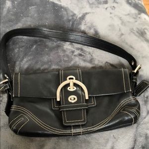 Small black leather hobo